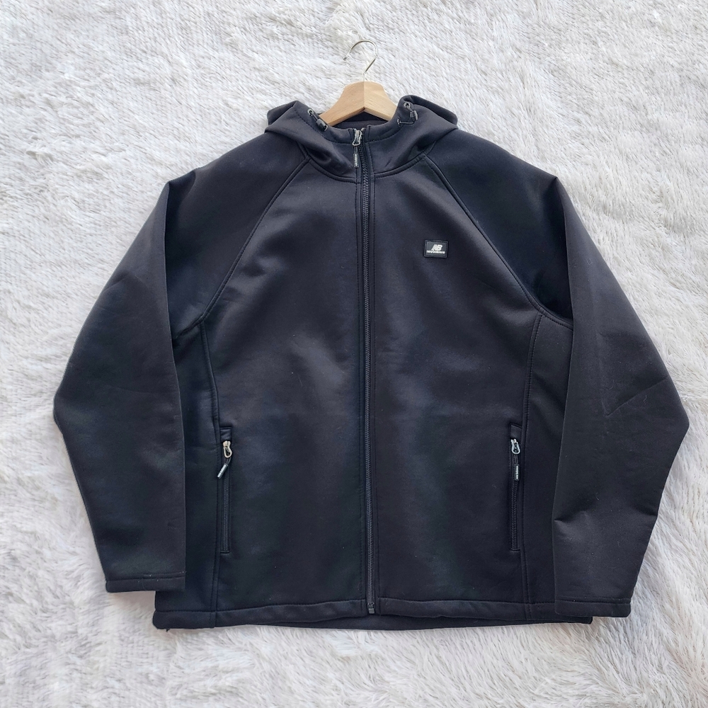 New Balance Mens Full Zip Hooded Black Jacket - Picture 1 of 7